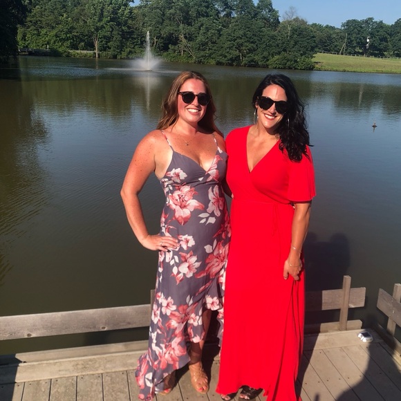 Lulu’s Kimi Dusty Purple Floral Chiffon Ruffled Maxi Dress S High Low New Straps - Picture 8 of 8